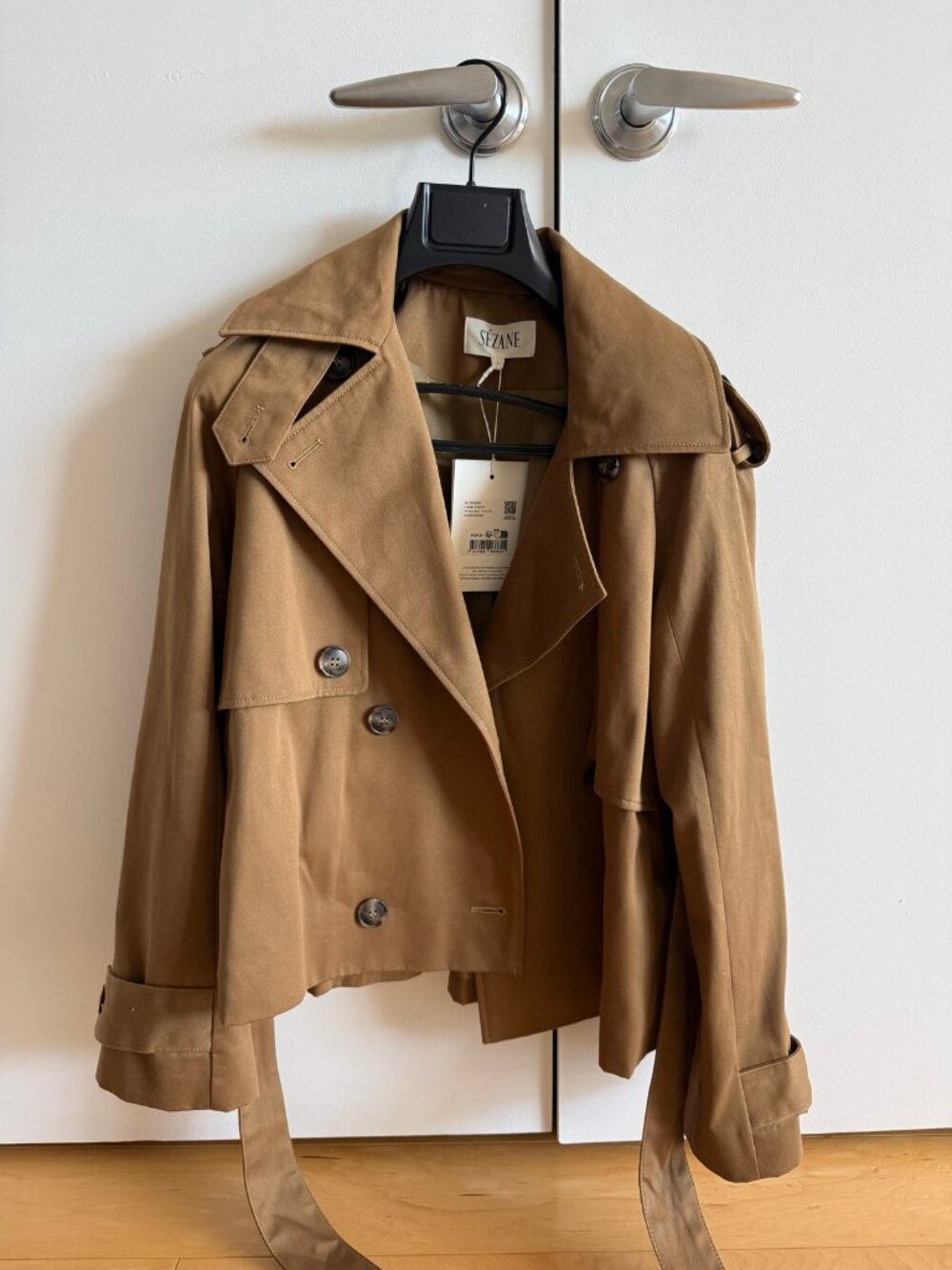 NWT Sézane Alonsino Jacket Dark Camel Short Trench US 2